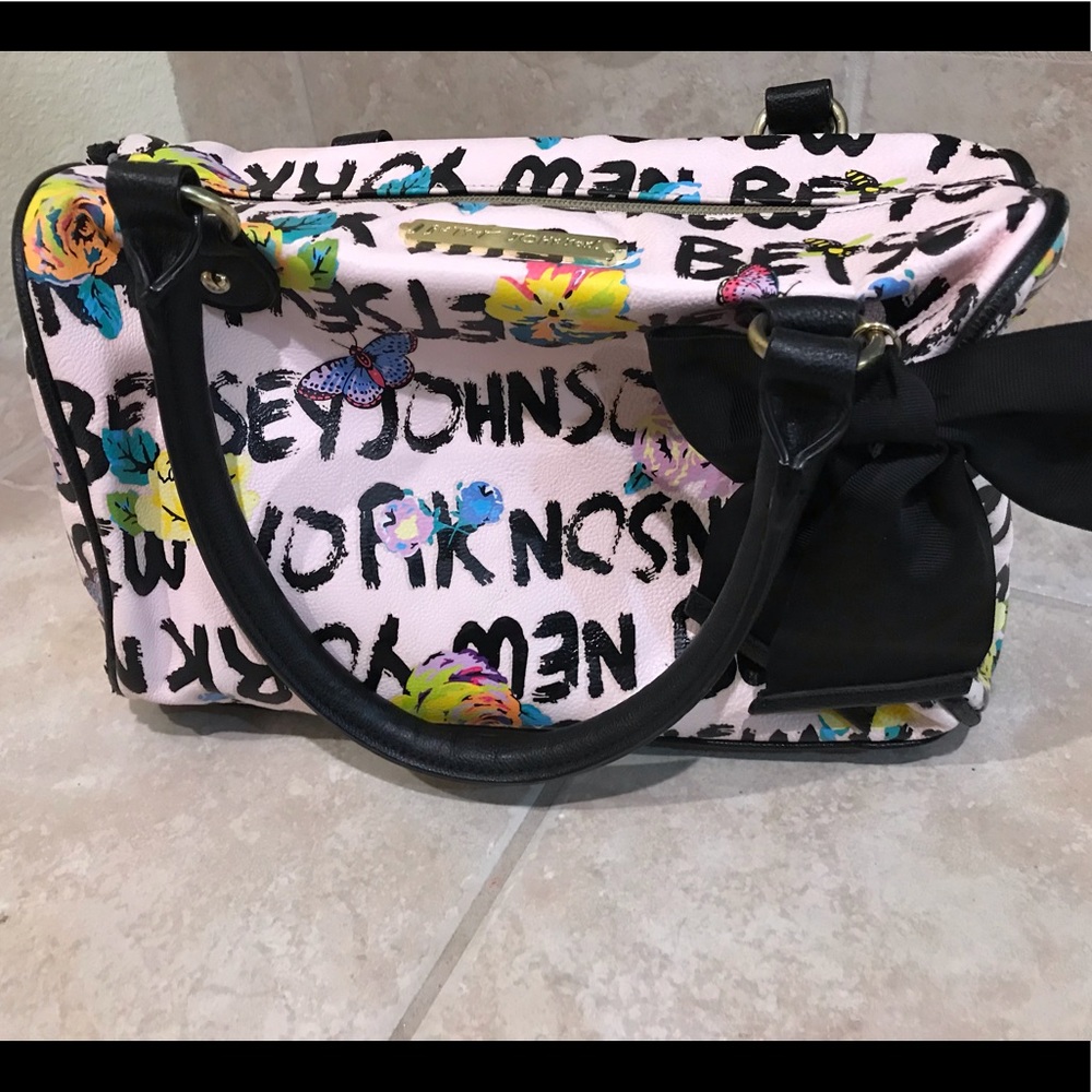 Betsey Johnson graphite & butterflies shoulder bag